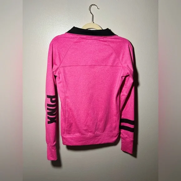 PINK Victoria's Secret Bright Pink Half-Zip Sweatshirt - Picture 3 of 6